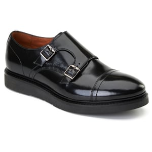Base London Knight Leren Zwarte Dubbele Monniksschoenen Voor Heren