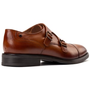 Base London Taper Leren Heren Tan Dubbele Monk Schoenen