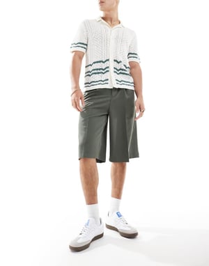 ASOS DESIGN smart wide leg shorts in green