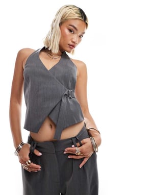 COLLUSION co-ord tailored fitted waistcoat in charcoal grey
