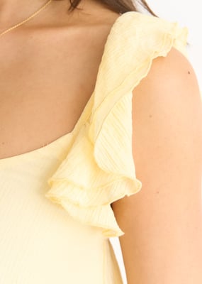 Lemon Ruffle Short Sleeve Viscose Maxi Dress