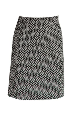 Black White Geo Design Stretch Skirt