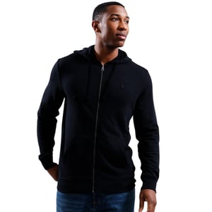 Lyle & Scott Tonal Eagle Jet Black Zip Through Hoodie