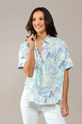Caroline Tensen Leeds Oversized Print Blouse Wit / Navy