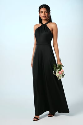 Coast Honoured Petite Twist Halterneck Satin Maxi Bridesmaid Dress