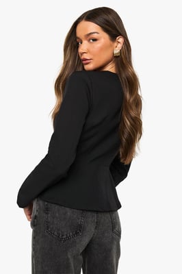 Gold Button Peplum Tailored Top