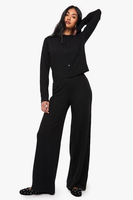 Rib Cardigan and Wide Leg Trouser Co-ord