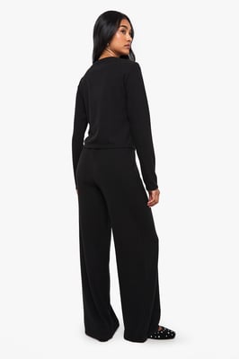 Rib Cardigan and Wide Leg Trouser Co-ord