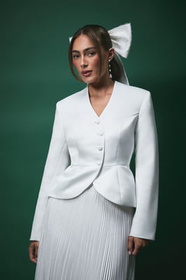 Lisa Tan Waisted Peplum Hem Jacket