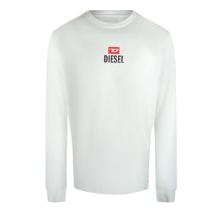 Diesel New D Logo Wit T-shirt Met Lange Mouwen