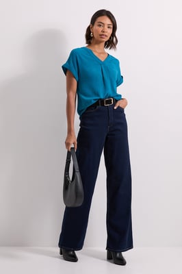 V Neck Grown On Sleeve Top
