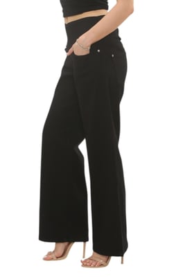 MYT Womens Tummy Control Wide Leg Jeans in Black