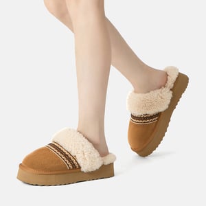 EVER AU Australië Dames Crake Gebreide Platform Schapenvacht Slippers