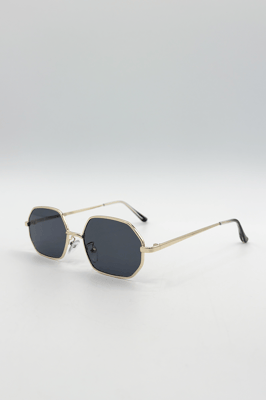 Oval Geometric Metal Frame Sunglasses