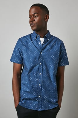 Navy Dash Print Short Sleeve Shirt