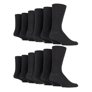 12 Pairs Mens Gentle Grip Loose Top Socks | Extra Wide Non Elastic Socks