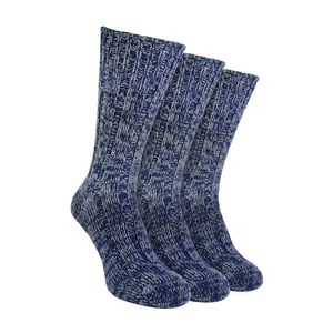 3 Pack Mens Warm 100% Wool Ribbed Socks with Reinforced Heel and Toe