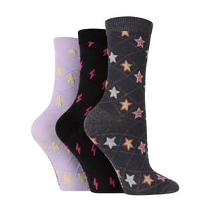 3 Pack Ladies Fashionable Texture Knit Cotton Socks