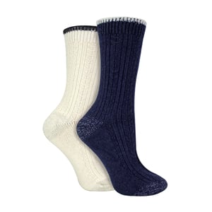 2 Pack Ladies Cable Knit Heel & Toe Socks