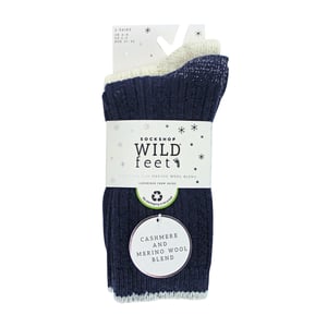 2 Pack Ladies Cable Knit Heel & Toe Socks