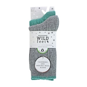 2 Pack Ladies Cable Knit Heel & Toe Socks
