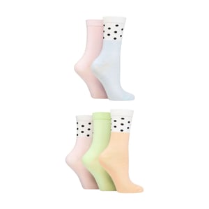 5 Pack Ladies Jacquard Patterned Crew Socks