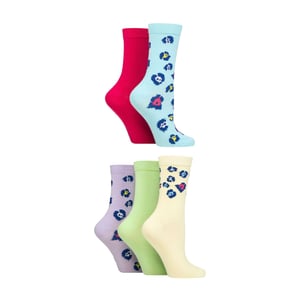 5 Pack Ladies Jacquard Patterned Crew Socks