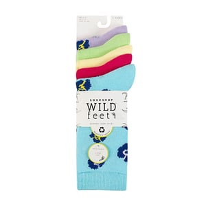5 Pack Ladies Jacquard Patterned Crew Socks