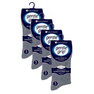 12 Pairs Mens Gentle Grip Loose Top Socks | Extra Wide Non Elastic Socks
