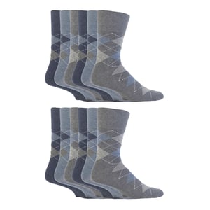 12 Pairs Mens Gentle Grip Loose Top Socks | Extra Wide Non Elastic Socks