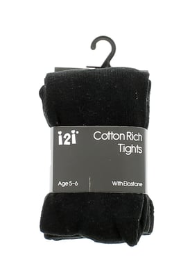 Girls 1pk Plain Tights Cotton Rich black