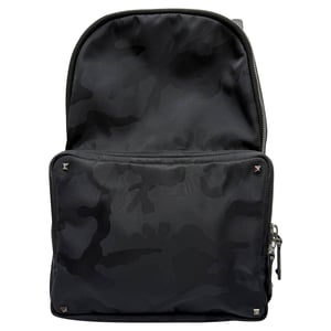 Valentino Camouflage Jacquard Backpack In Black Nylon