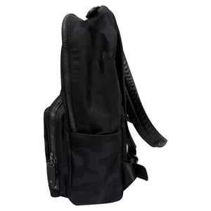 Valentino Camouflage Jacquard Backpack In Black Nylon