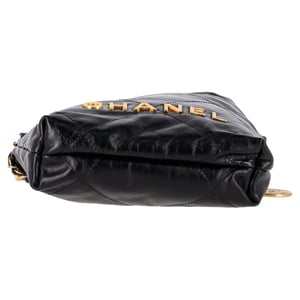 Chanel 22 Quilted Mini Hobo Bag in Black Shiny Calfskin Leather