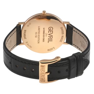 Gevril Men's 18K Rose Gold, White Dial, Handmade Italian Leather Strap.