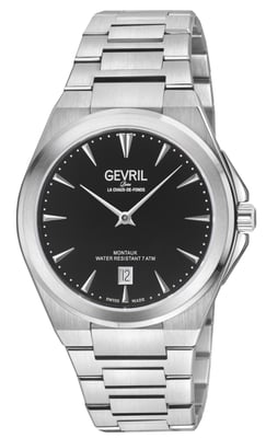 Gevril Montauk Men's316L Stainless Steel Case, Black Dial, 316L Stainless Steel Bracelet Watch