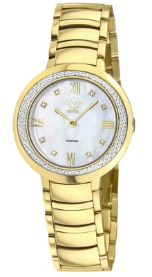 Amalfi Women's Swiss Quartz Diamond White MOP Dial Gold Stainless Steel Watch