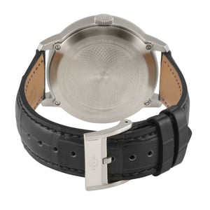 Rovescio SS Case, Black Dial with embossed texture, Genuine Italian Handmade Black Leather Strap.