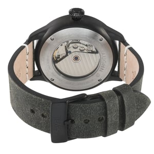 Gevril Men's Vaughn  SS/IPBKCase,SS Bezel Black/White Dial, Black Handmade Italian Leather Strap.