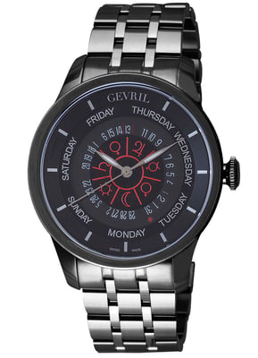 Gevril Men's Columbus Circle Black Dial Stainless Steel Watch