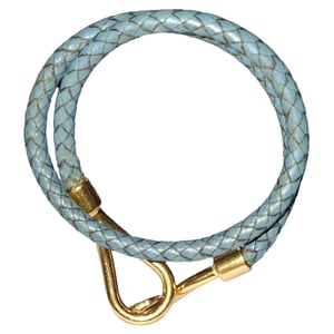 Hermès Jumbo H Bracelet in Blue Leather
