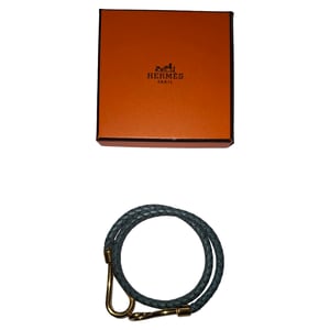 Hermès Jumbo H Bracelet in Blue Leather
