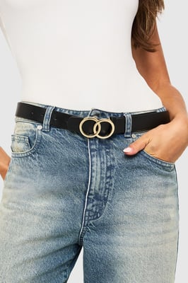 Double Gold Ring Detail Boyfriend Belt
