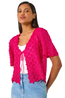 Textured Tie Front Shrug