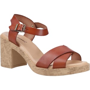 Hush Puppies Georgia Kurk Leer Dames Tan Sandalen