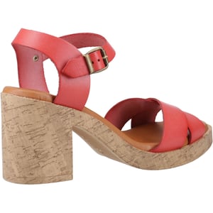 Hush Puppies Georgia Kurk Leren Dames Koraal Sandalen