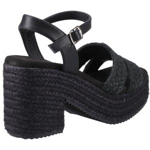 Hush Puppies Jamelia Espadrille Hak Textiel Dames Zwarte Sandalen
