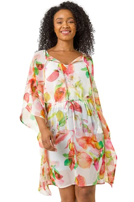 Petite Abstract Print Tie Cover Up