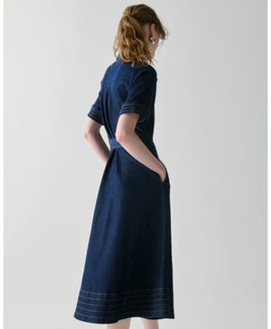 Denim Trapunto Midi Shirtdress
