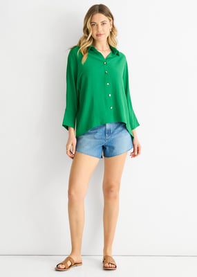 Mid Green Kimono Oversized Blouse